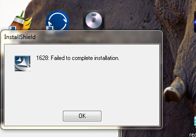 installshield 1628 failed install